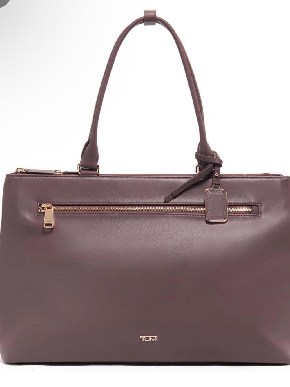TUMI Voyageur Sidney Leather Business Tote Bag in Mauve